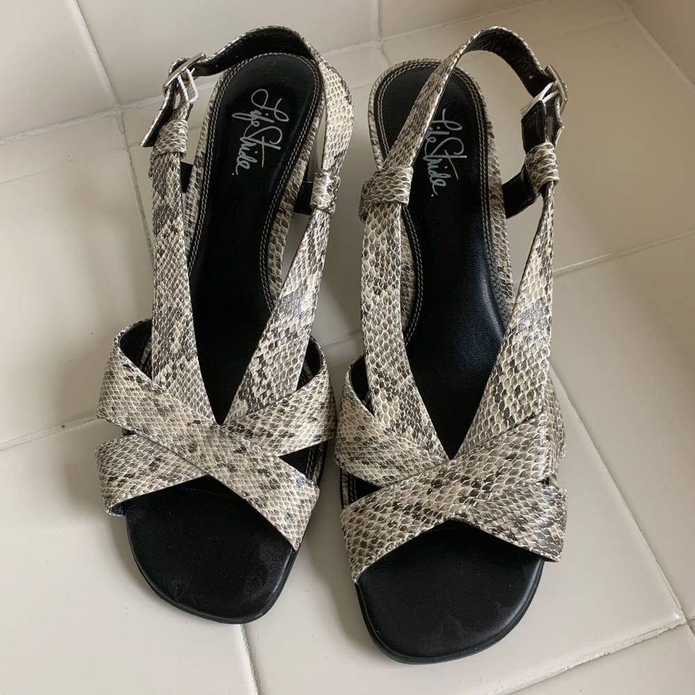Snakeskin (faux) sandals